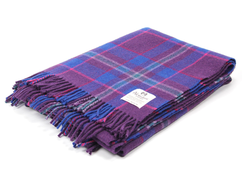 Traditional Weight Woollen Blanket - Purple Plaid