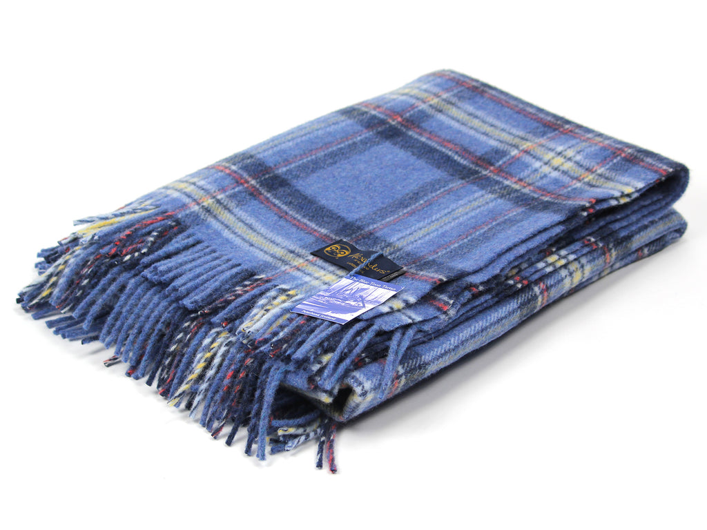 Traditional Weight Woollen Blanket - Blue Toon Tartan