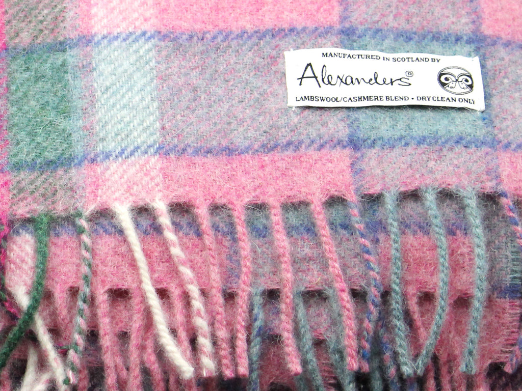 Lambswool/Cashmere Blend Throw - Pink Plaid