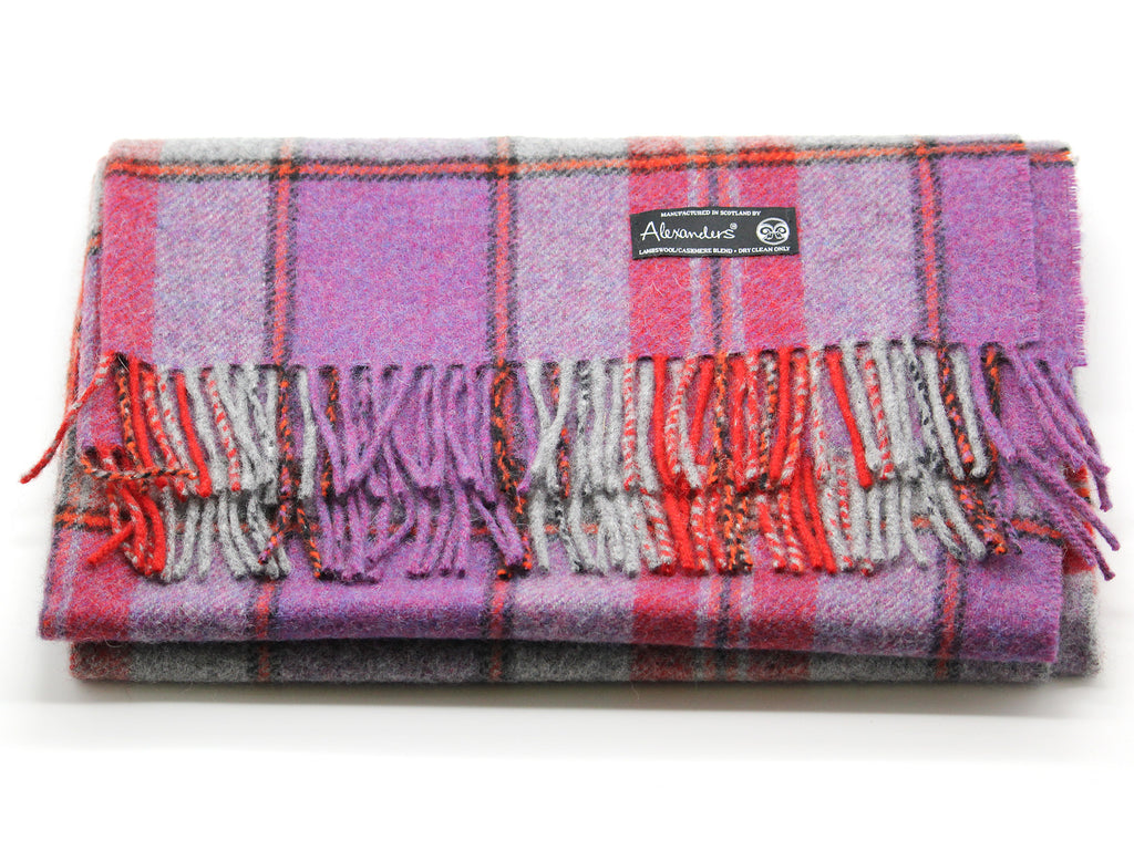 Lambswool/Cashmere Blend Throw - Purple Plaid