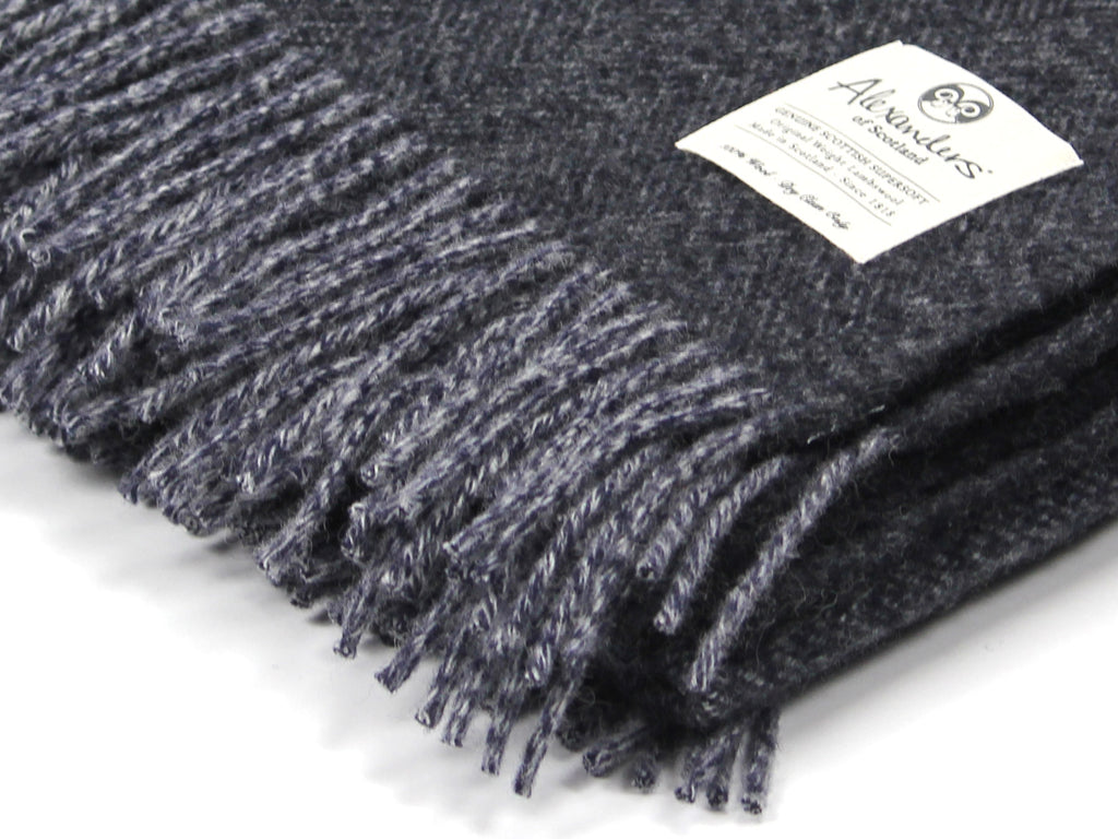 Speckled Hen Lambswool Blanket - Navy/Silver/Charcoal