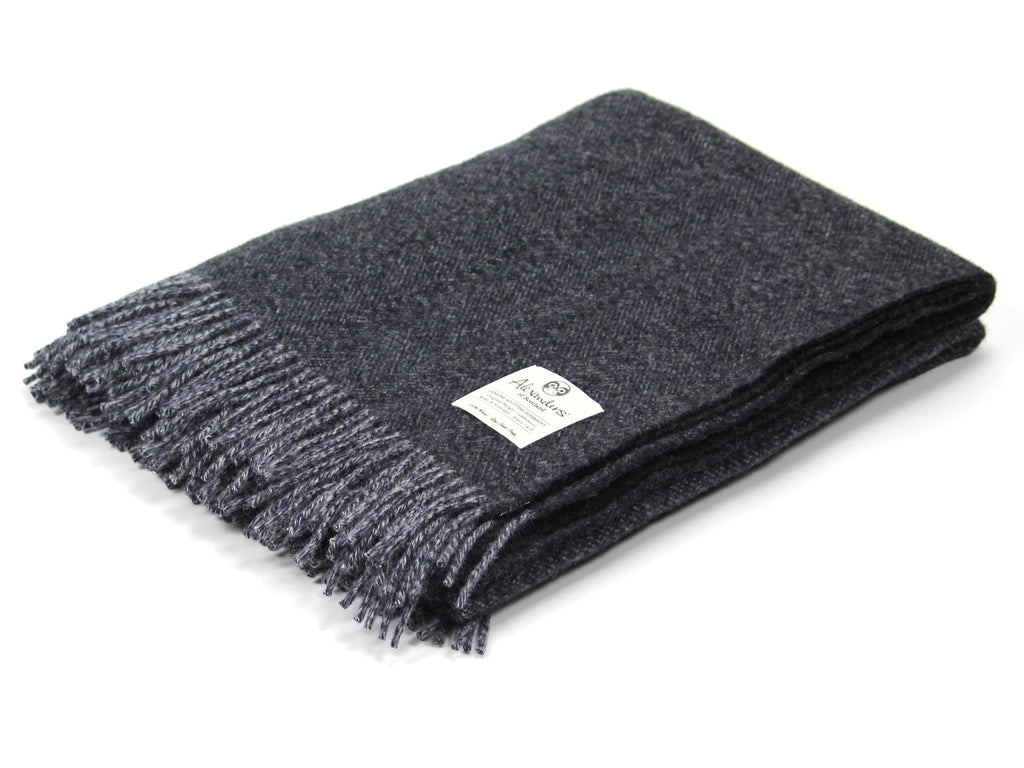 Speckled Hen Lambswool Blanket - Navy/Silver/Charcoal
