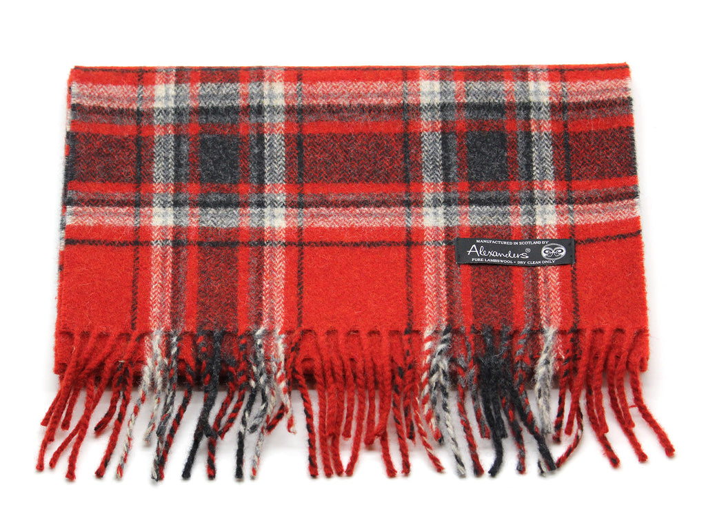 Red Plaid Lambswool Scarf