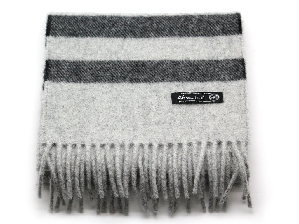 Cosy Blanket Scarf - Silver with Black Stripe
